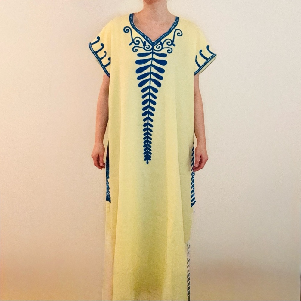 Yellow and Blue Kaftan Dress